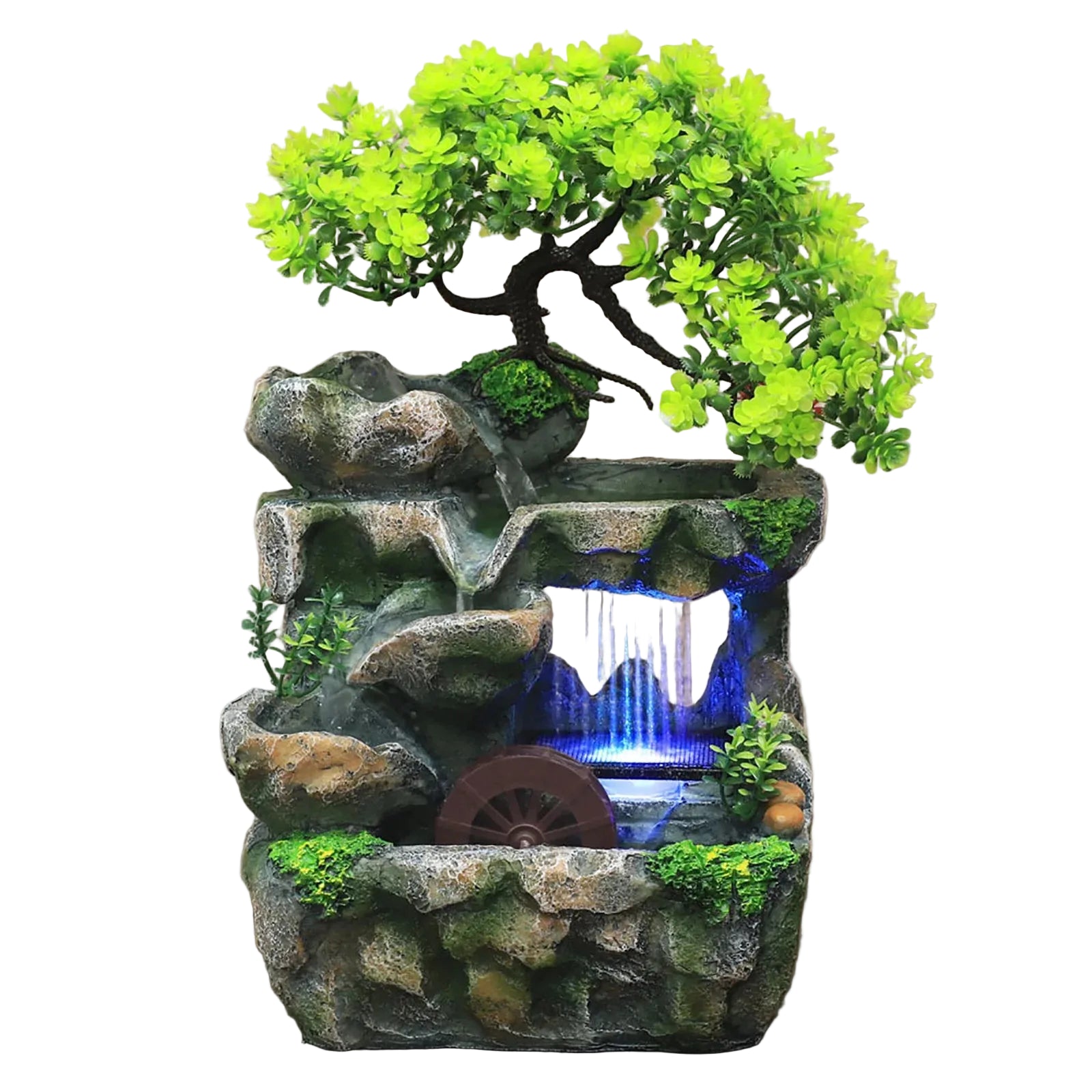 Fontaine décorative de bureau avec éclairage LED – Cascade intérieure en résine 220V