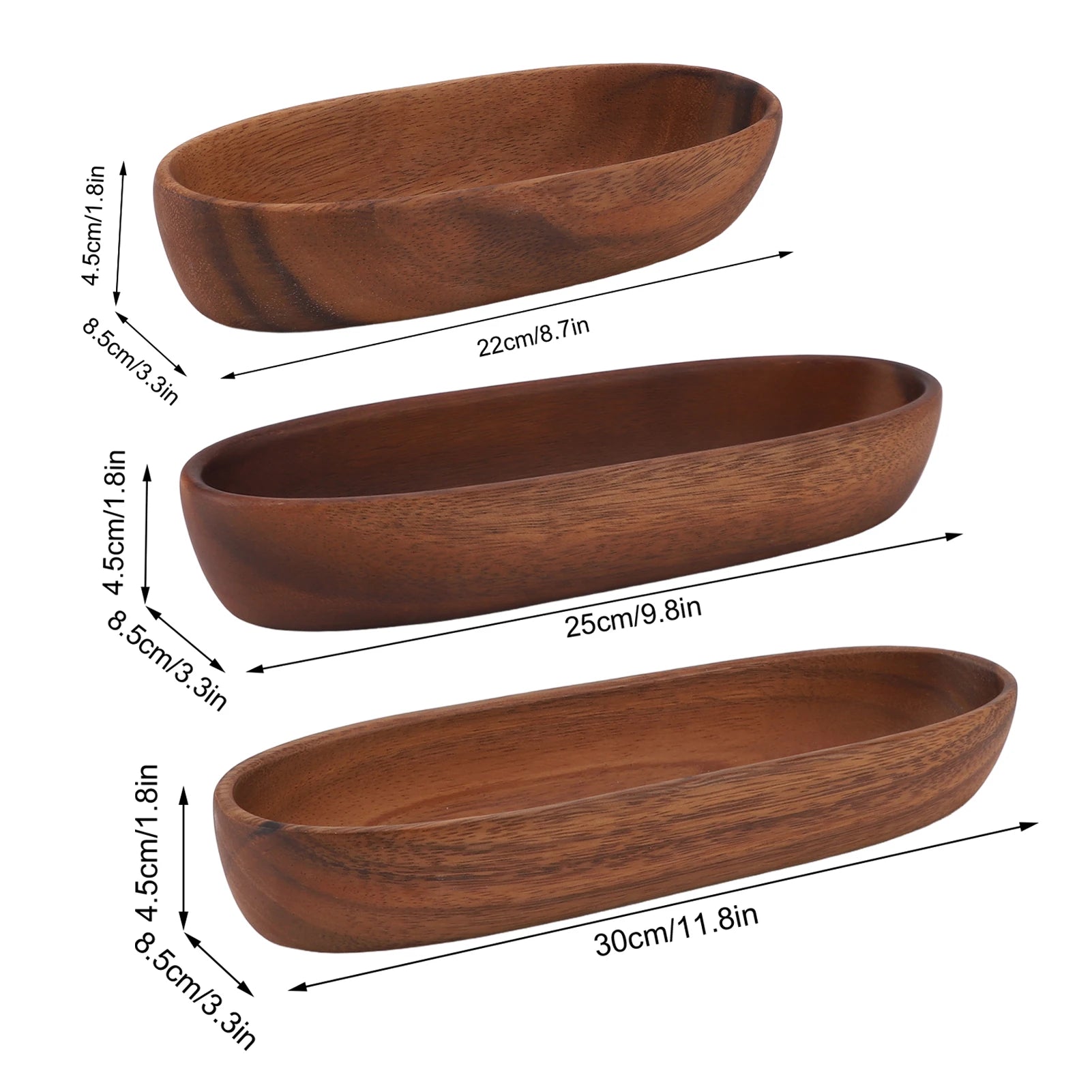 Bol à salade en bois naturel forme bateau – Saladier multifonction pour fruits, pain et desserts