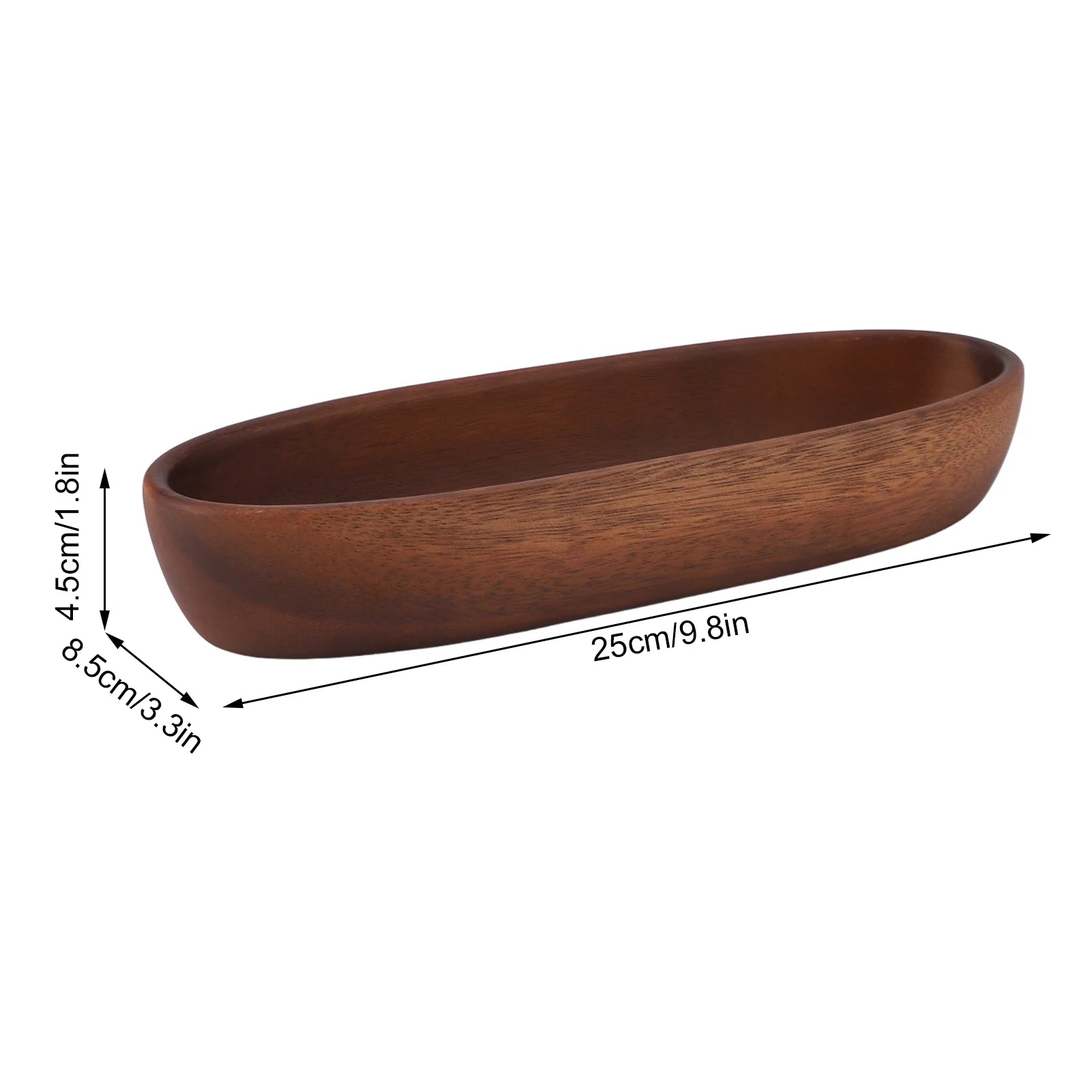 Bol à salade en bois grande capacité forme bateau – Plateau de service ovale multifonction