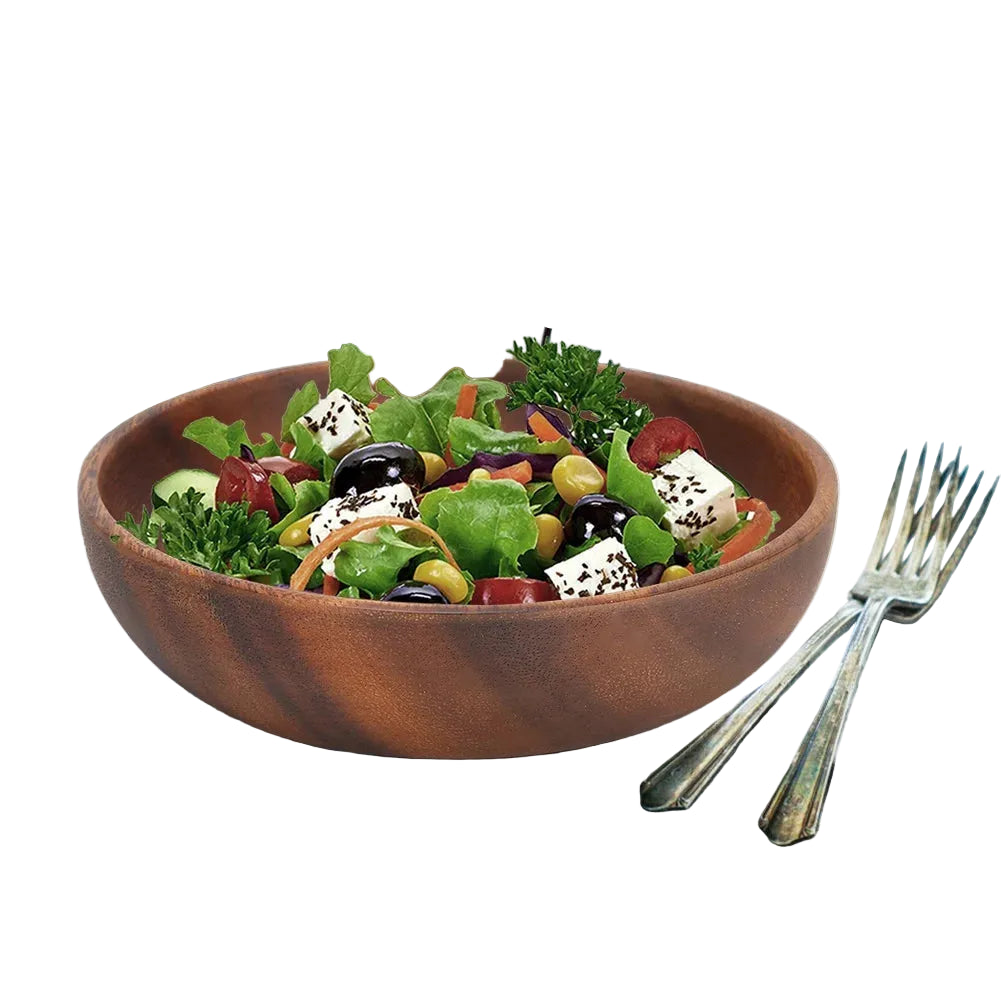 Bol à collation en bois naturel – Plat de service pour fruits, salades et soupes