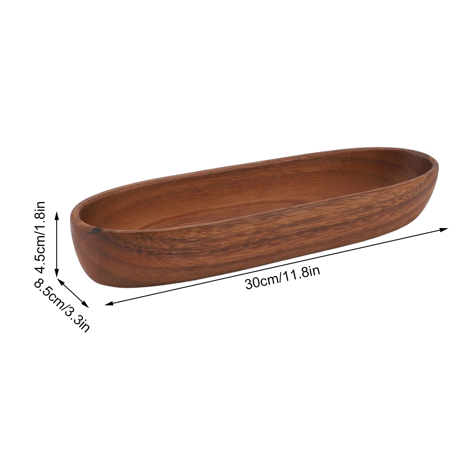 Bol à salade en bois grande capacité forme bateau – Plateau de service ovale multifonction
