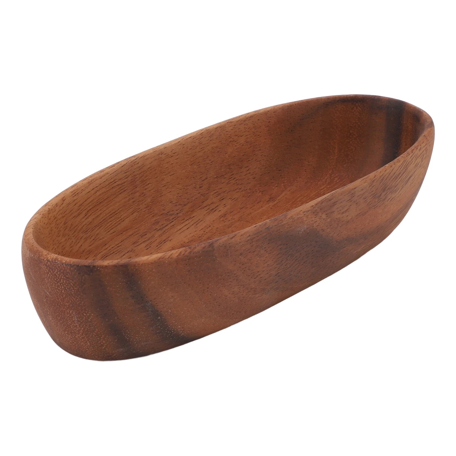 Bol à salade en bois grande capacité forme bateau – Plateau de service ovale multifonction