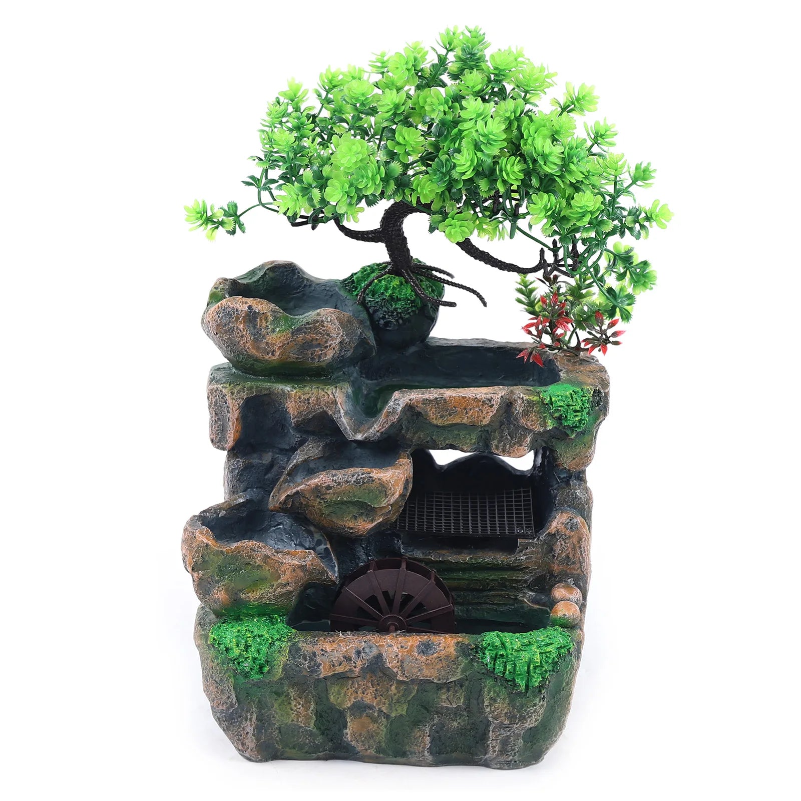 Fontaine décorative de bureau avec éclairage LED – Cascade intérieure en résine 220V