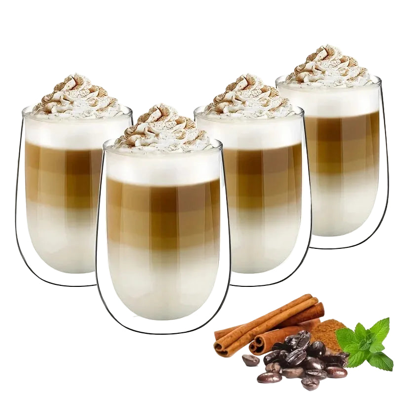 Verres double paroi en verre transparent – Tasses latte macchiato, lot de 2 ou 4 pièces