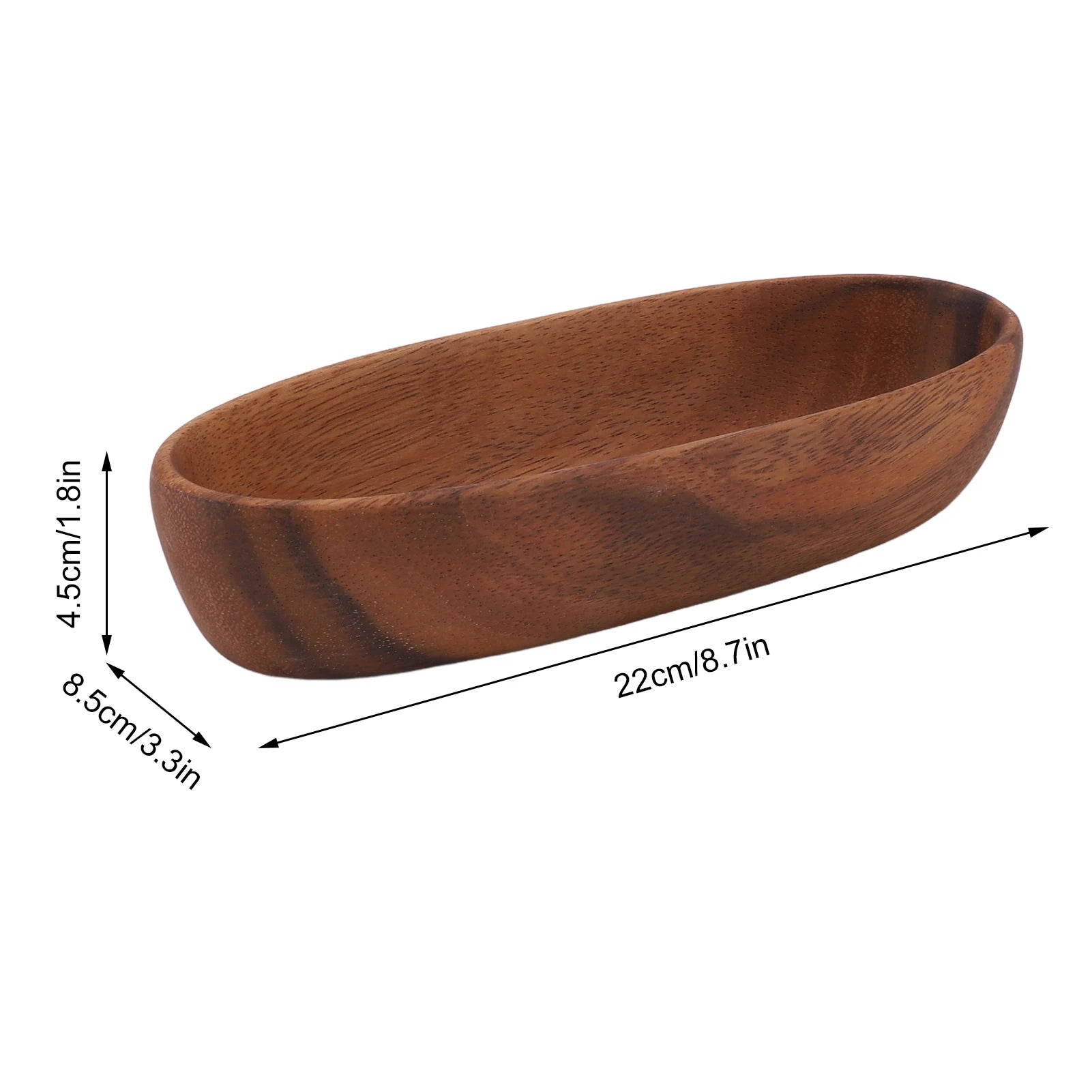 Bol à salade en bois grande capacité forme bateau – Plateau de service ovale multifonction
