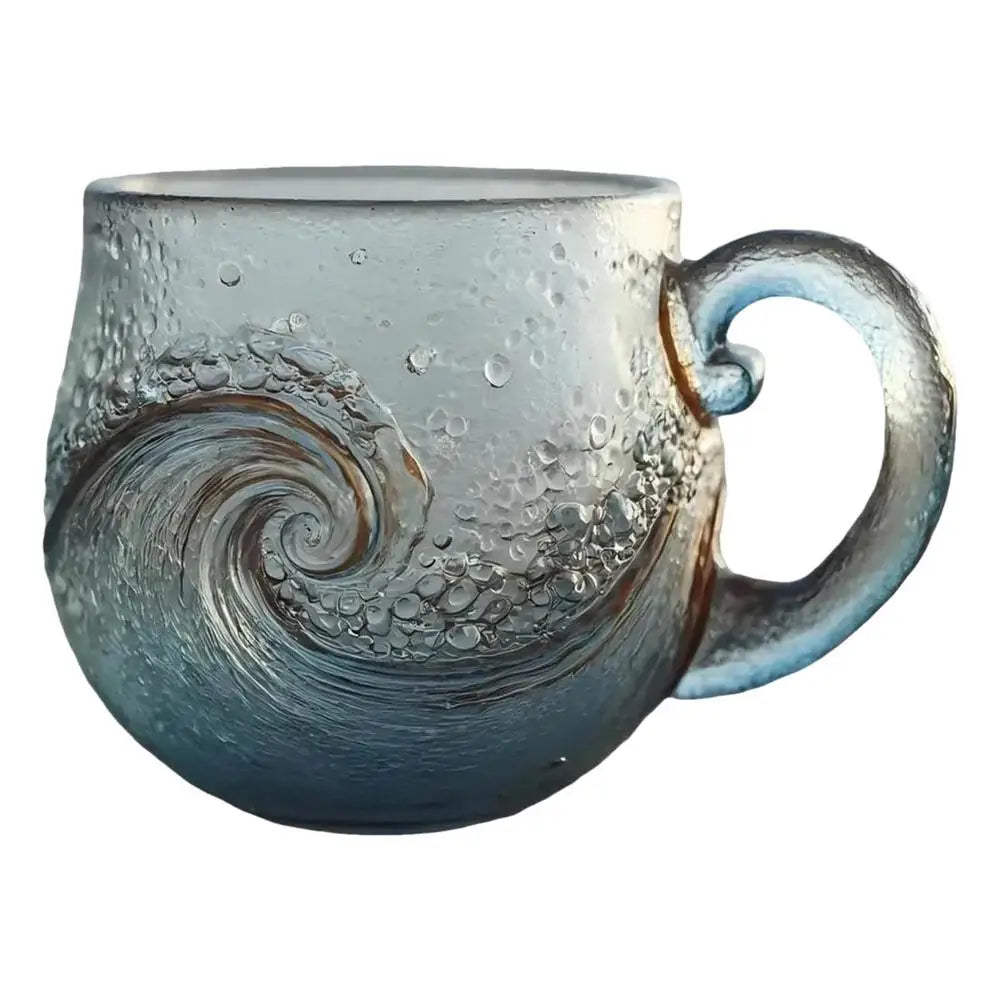 Tasse en verre transparent 300 ml avec poignée – Verre ondulé pour café et boissons chaudes ou froides
