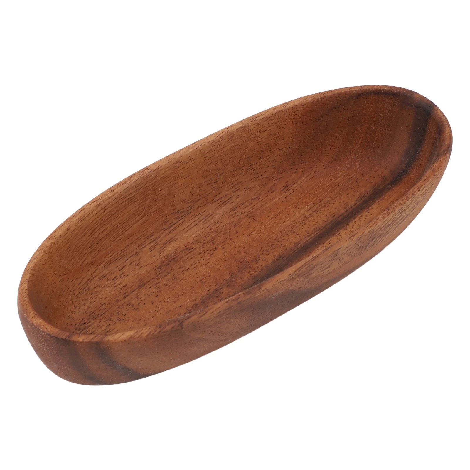 Bol à salade en bois grande capacité forme bateau – Plateau de service ovale multifonction